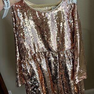 Lola + The Boys Gold Sequin Kids Dress